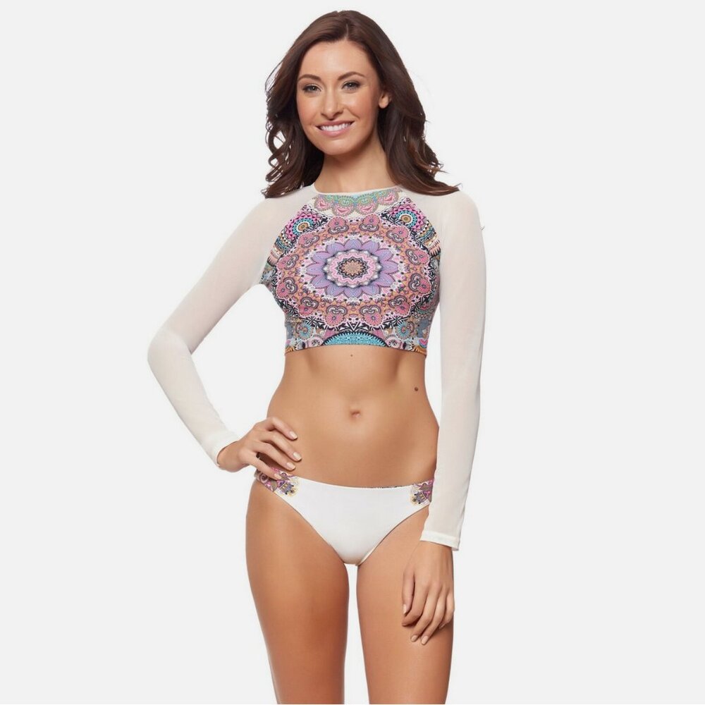 Red Carter Montezuma Rash Guard Bikini